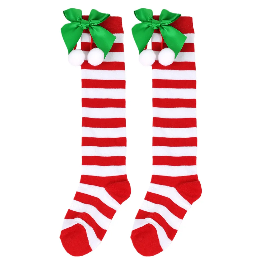 Pais-criança estilo bow-knot bola de pele meias de Natal vermelho branco big image 1
