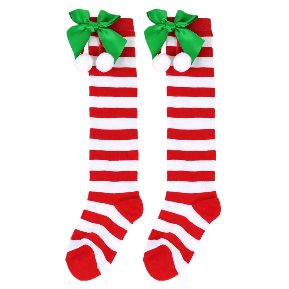 Parent-child style bow-knot fur ball Christmas stockings  big image 1