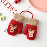 Toddler/kids Childlike Cute cartoon Christmas deer gloves Red