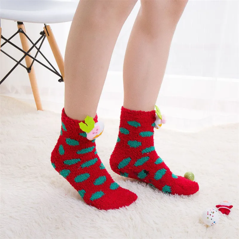 Calcetines cálidos de decoración navideña para padres e hijos Verde / Blanco / Rojo big image 1