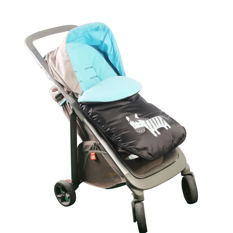 Universal Baby Stroller Footmuff for Autumn and Winter with Thickening and Fleece Lining for Outdoor Windproof Protection Blue image 2