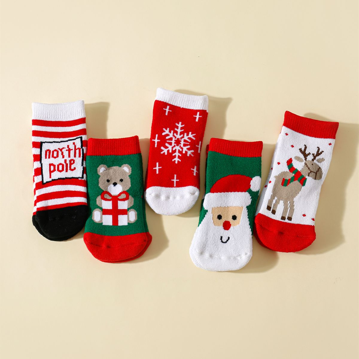 5-pack Baby/toddler Childlike Comfortable Christmas Hair Circle Socks