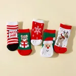 5-pack Baby/toddler Childlike Comfortable Christmas hair circle socks Red