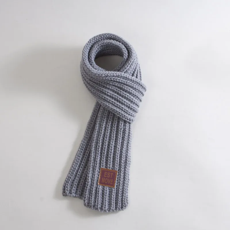 Basic thickened Warm knitted scarf for Toddler/kids/adult Grey image 3