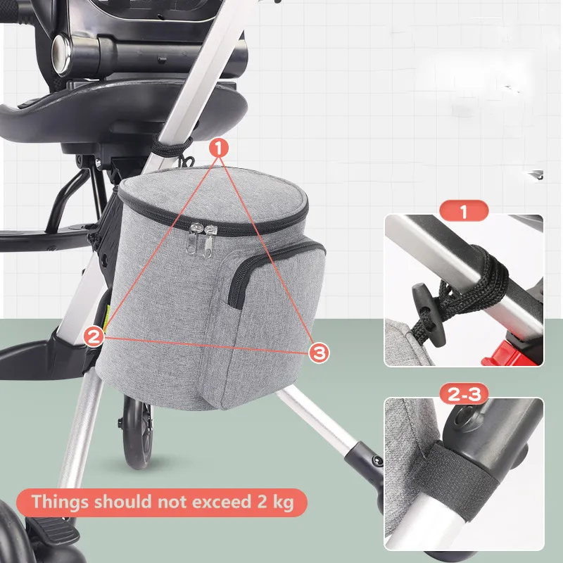 Stroller Hanging Bag with Thick and Three-dimensional Storage Basket  Grey image 4