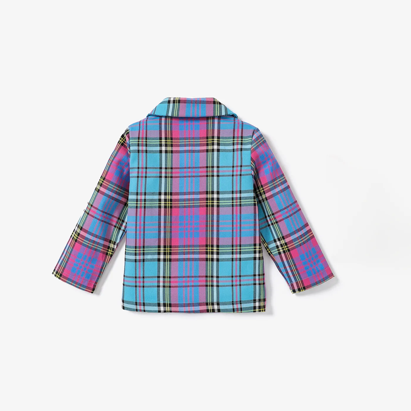 Toddler Girl Double-Breasted Grid Coat/Sweet Stripe Design Animal Butterfly Tee Pink image 3