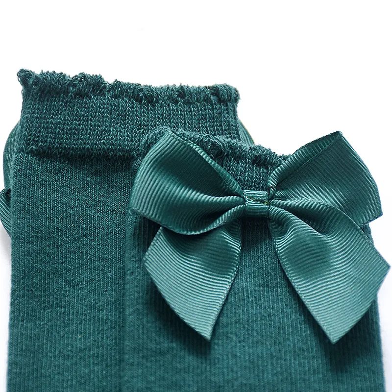 Bow mid-calf socks available in 6 colors for Baby/toddler  Green big image 1