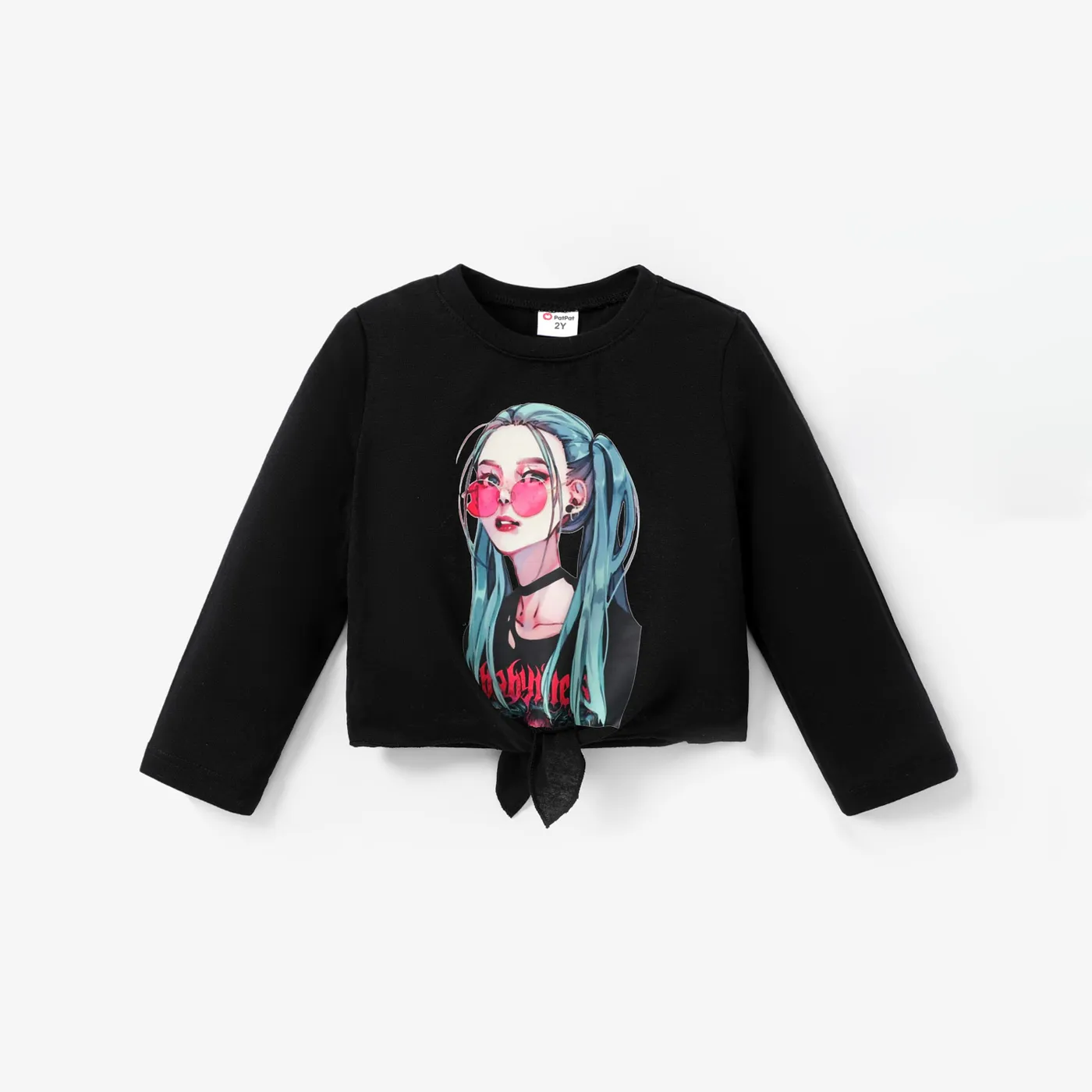 Toddler Girl Character Bandage  Long Sleeve Tee/Braided Design Avant-garde Star Dress  Black