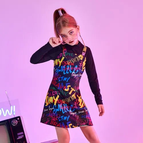 Kid Girl Avant-Garde Graffiti Hand-Drawn Camisole Dress