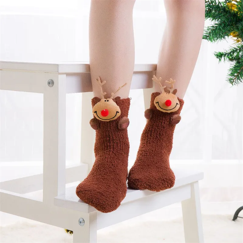 Parent-child Christmas decoration warm socks Coffee big image 1