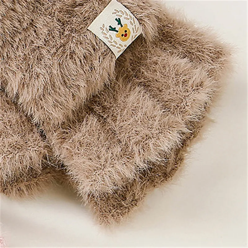 Toddler/kids Cold anti -comfortable cute little deer flipped children's gloves Brown image 3