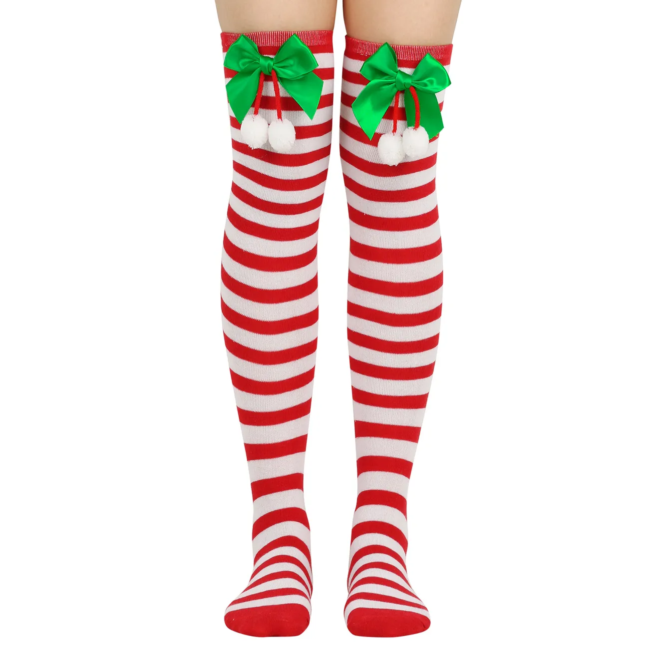 Pais-criança estilo bow-knot bola de pele meias de Natal vermelho branco big image 1