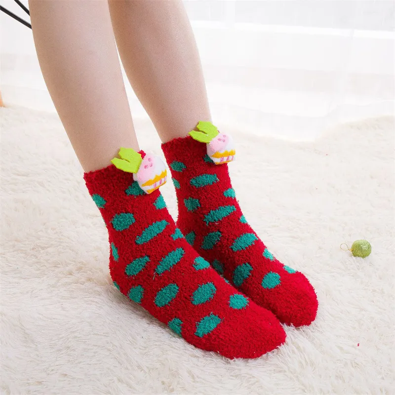 Pais-filhos decoração de Natal meias quentes Verde/Branco/Vermelho big image 1
