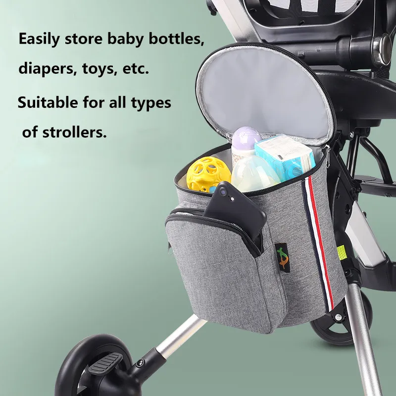 Stroller Hanging Bag with Thick and Three-dimensional Storage Basket  Grey image 3