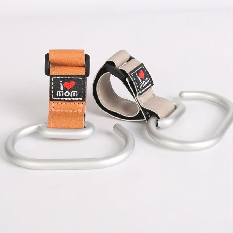 Stroller Hooks with Magic Tape Brown image 2
