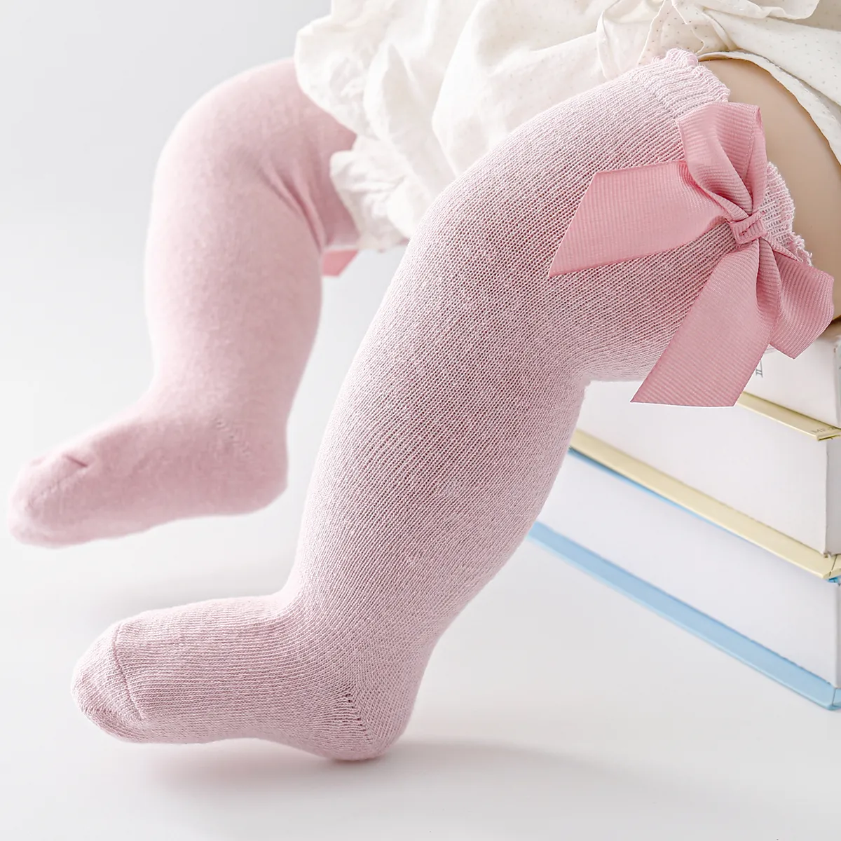 Bow mid-calf socks available in 6 colors for Baby/toddler  Pink big image 1