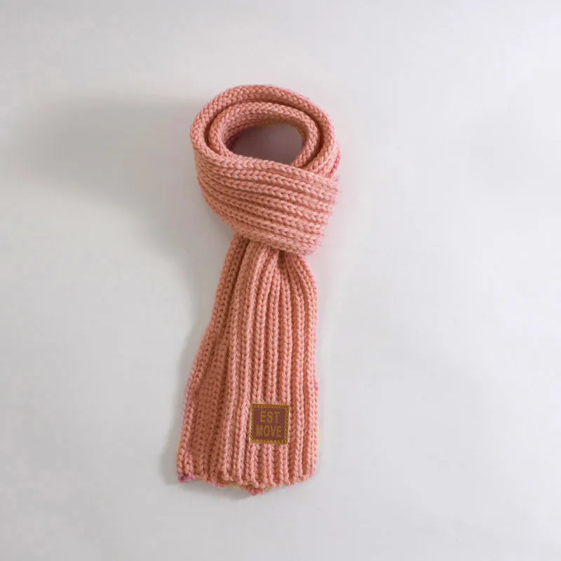 Basic thickened Warm knitted scarf for Toddler/kids/adult Pink big image 1