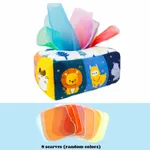 Tear-Proof Baby Tissue Box Paper Towel Toy with Random Color Silk Scarves - Early Education Exercise Toy, Perfect for Baby on Christmas Dark Blue