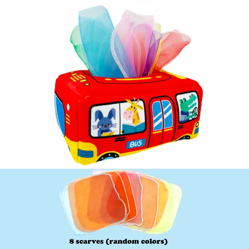 Tear-Proof Baby Tissue Box Paper Towel Toy with Random Color Silk Scarves - Early Education Exercise Toy, Perfect for Baby on Christmas  big image 1