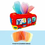 Tear-Proof Baby Tissue Box Paper Towel Toy with Random Color Silk Scarves - Early Education Exercise Toy, Perfect for Baby on Christmas Red