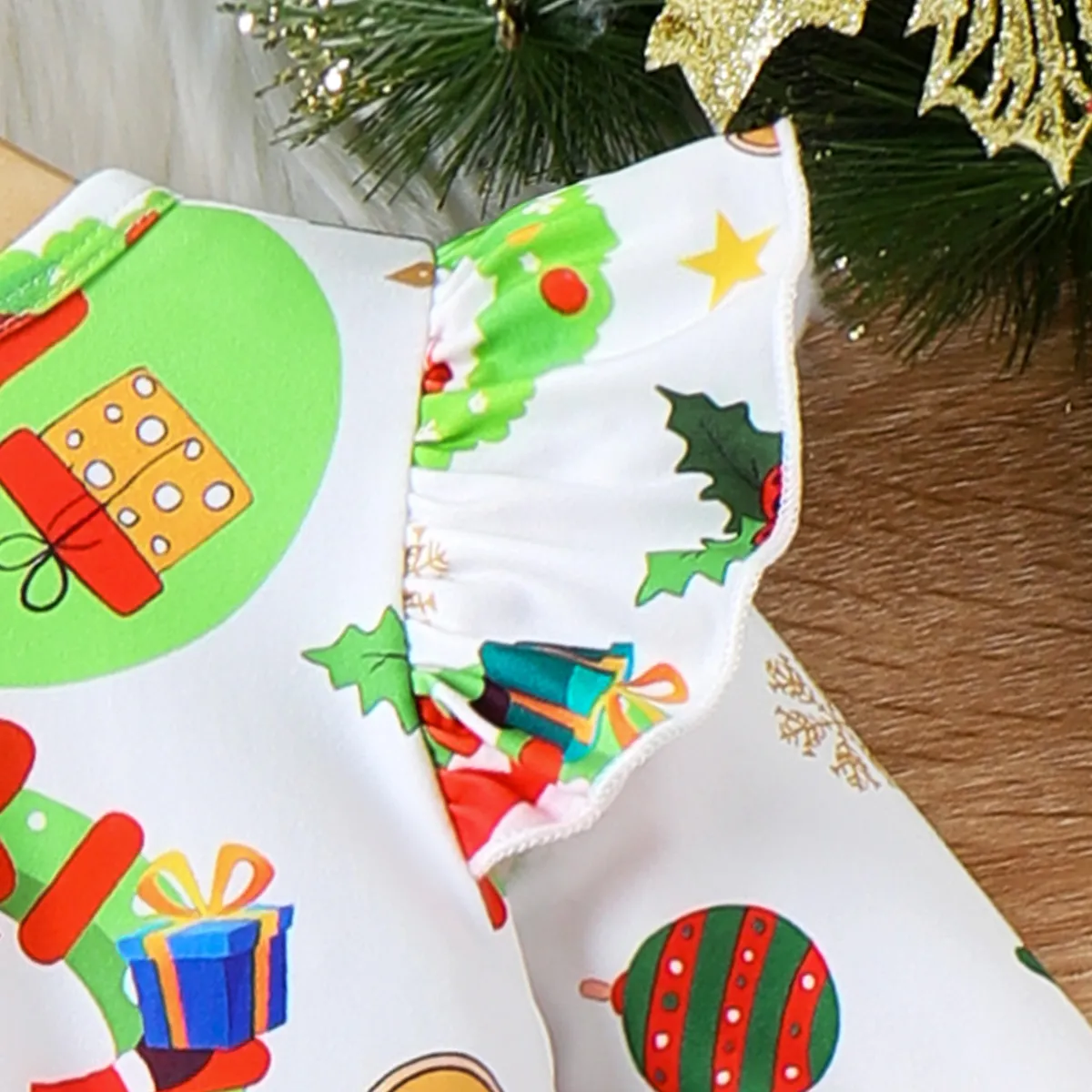 Toddler Girl Christmas Flutter Sleeves Dress   image 4