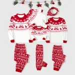 Christmas Reindeer and Snowflake Print Family Matching Pajamas Sets (Flame Resistant) Red image 3