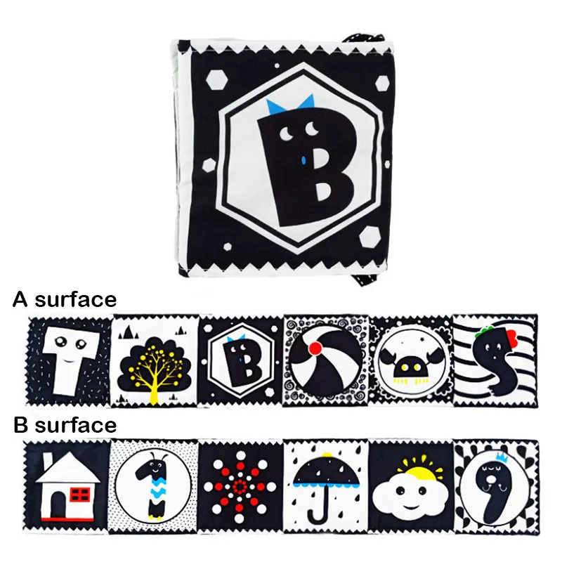 Baby Bed Bumper Cloth Book-Durable and Tear-resistant Black