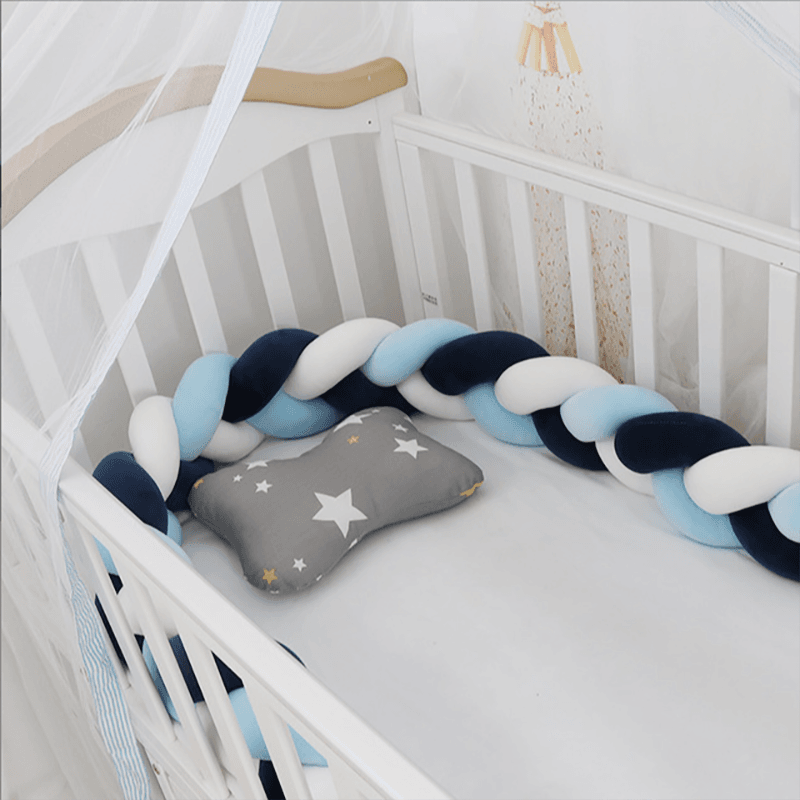 Crystal Velvet Braided Bumper With Anti-collision Design For Baby Bed
