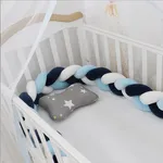 Crystal Velvet Braided Bumper with Anti-collision Design for Baby Bed Tibetanblue