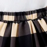  3PCS Boy Girl Sweet Long Sleeve Top/Grid Houndstooth Dress/Scarf Set  image 6
