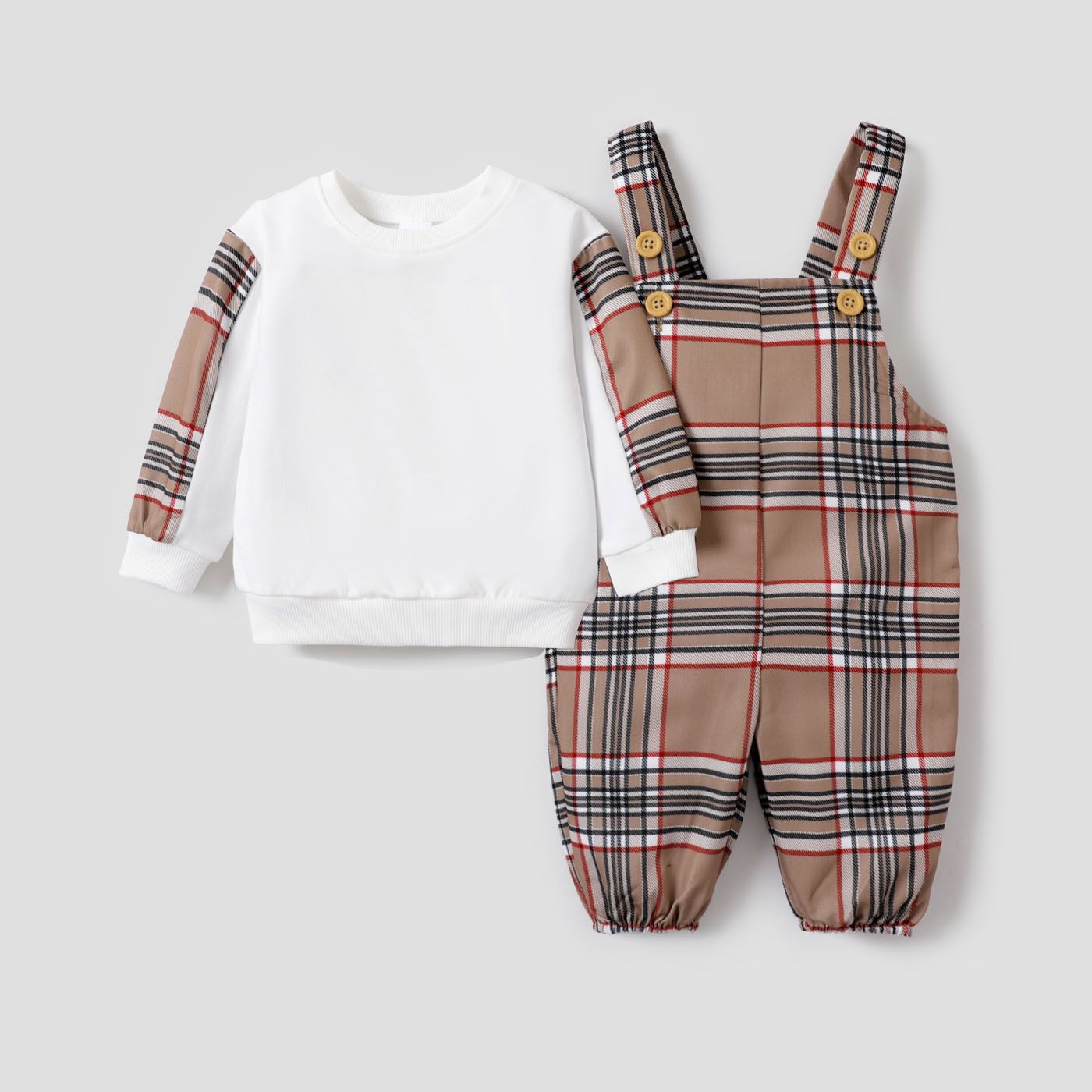 2PCS Baby Boy Grid / Houndstooth Casual Top / Camisole Pants Set