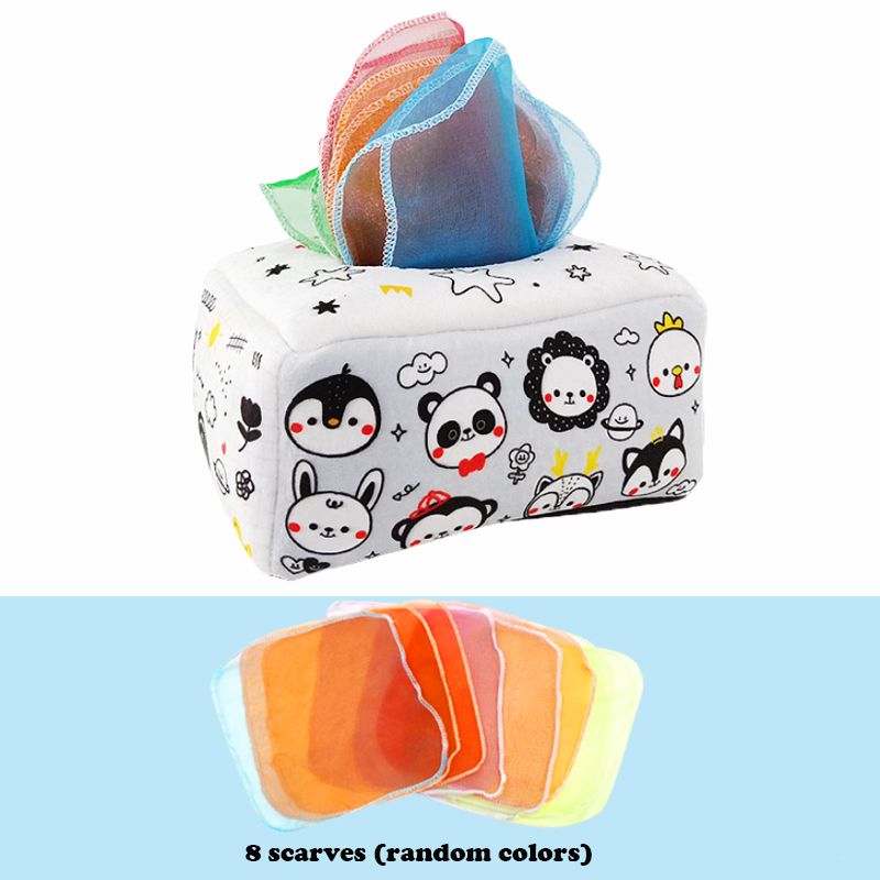 Tear-Proof Baby Tissue Box Paper Towel Toy With Random Color Silk Scarves - Early Education Exercise Toy, Perfect For Baby On Christmas