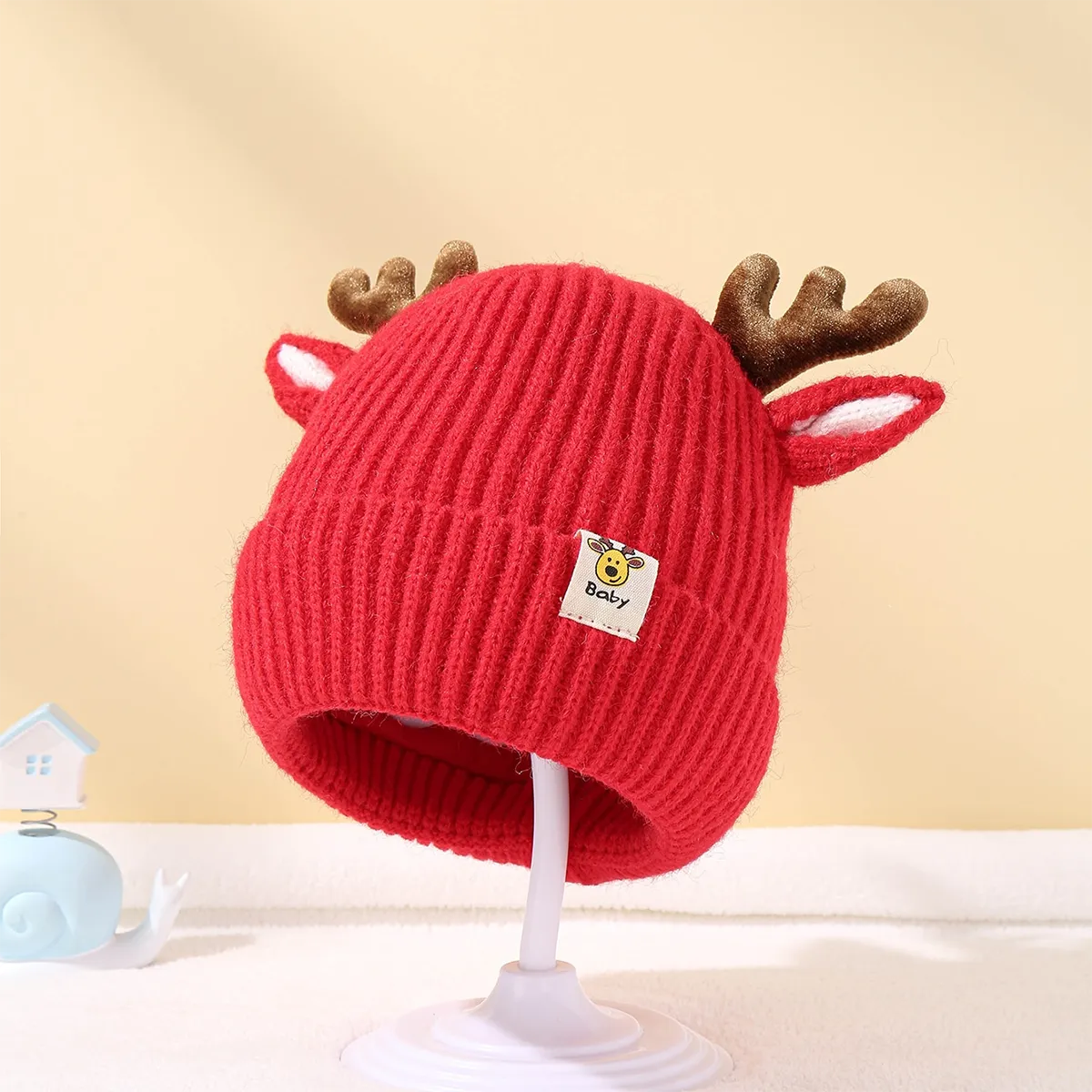 Children's Christmas Little Deer Knitting Hat  big image 1