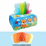 Tear-Proof Baby Tissue Box Paper Towel Toy with Random Color Silk Scarves - Early Education Exercise Toy, Perfect for Baby on Christmas Orange