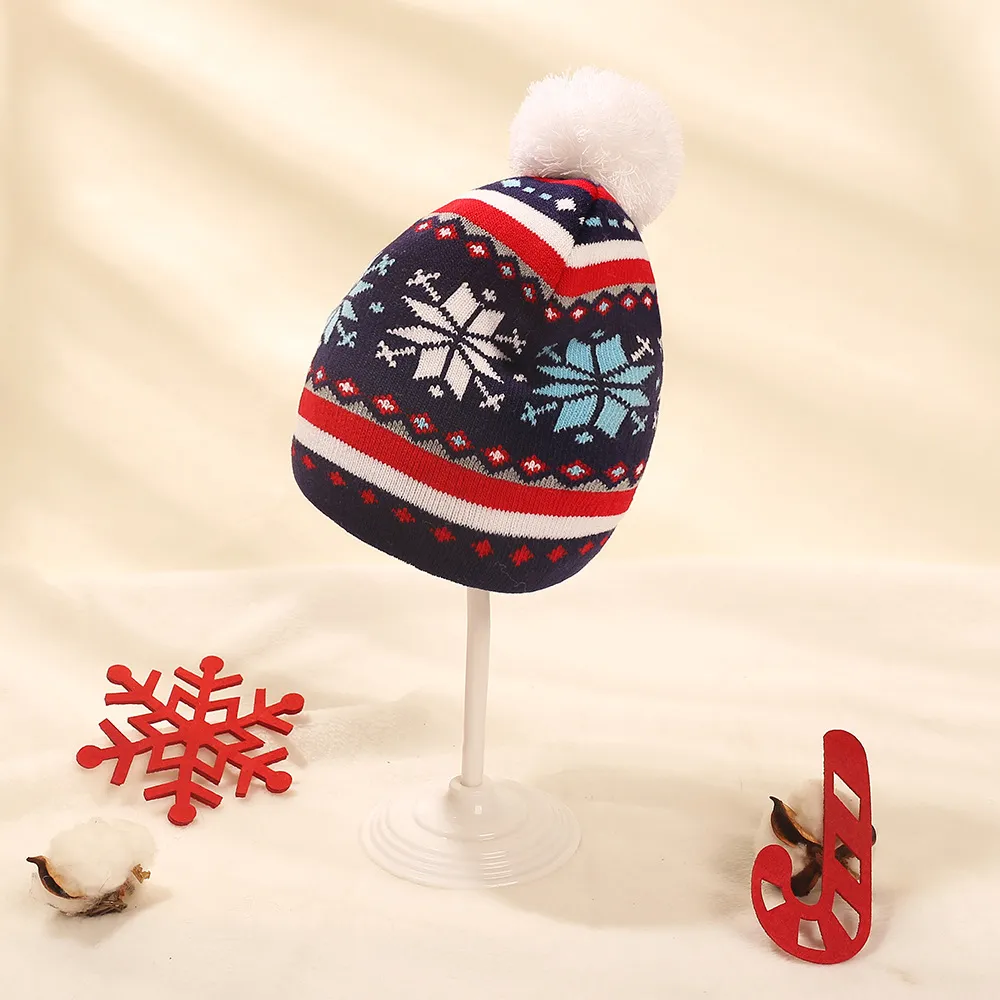 Baby/toddler Childlike Casual Christmas knitted hat Blue big image 1