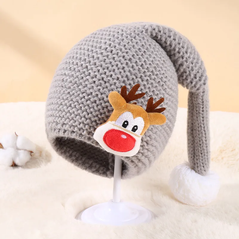 Baby/toddler Childlike Christmas knitted hat Grey