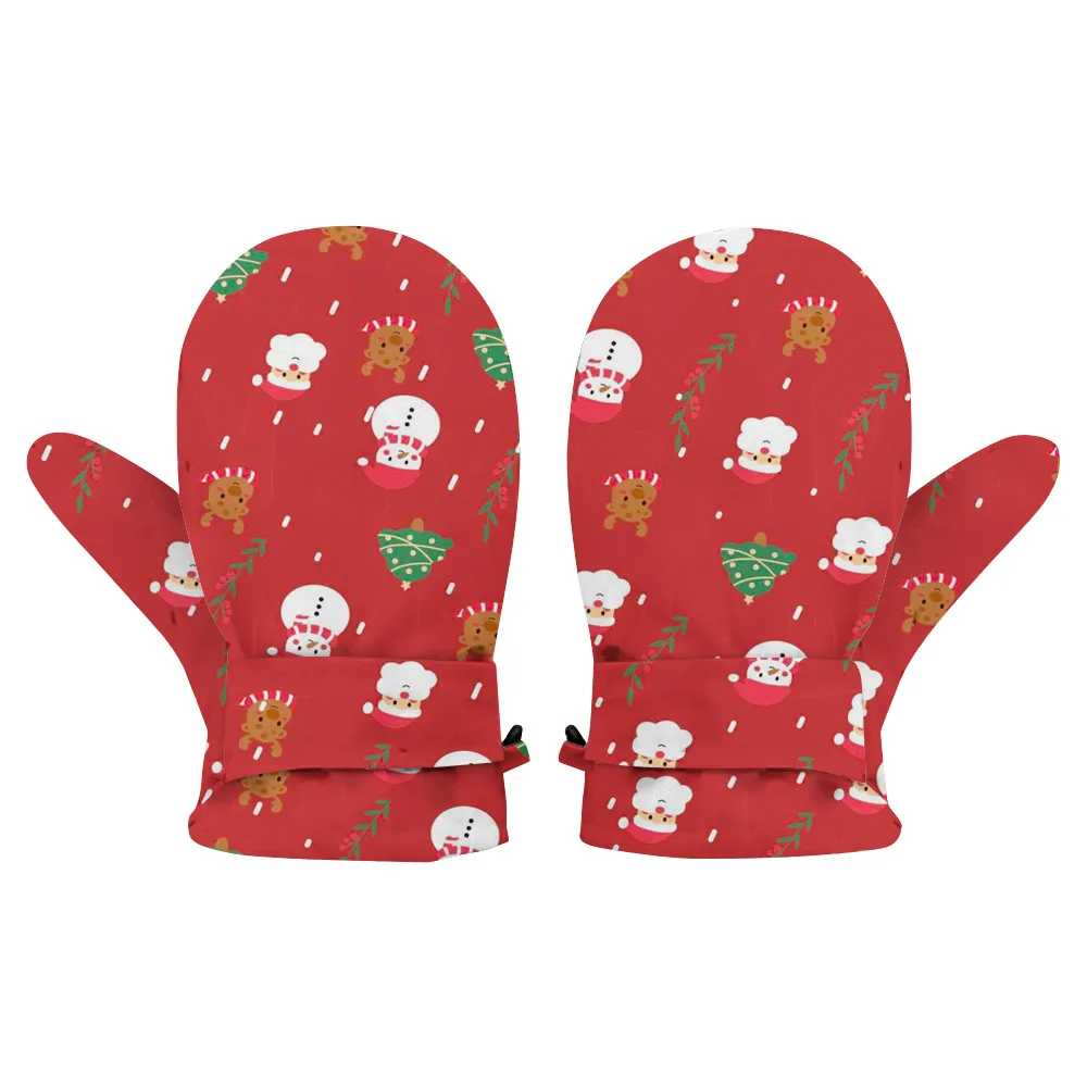 

Toddler/kids Childlike Christmas fleece waterproof warm ski mittens