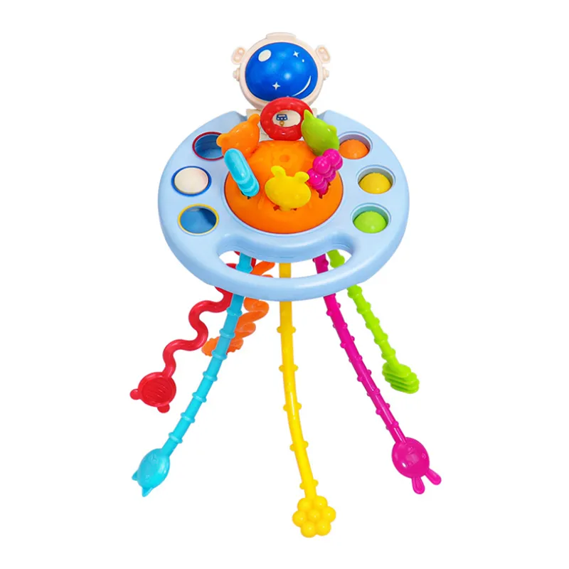 Animal-themed Finger Pull and Chew Toy. Blue