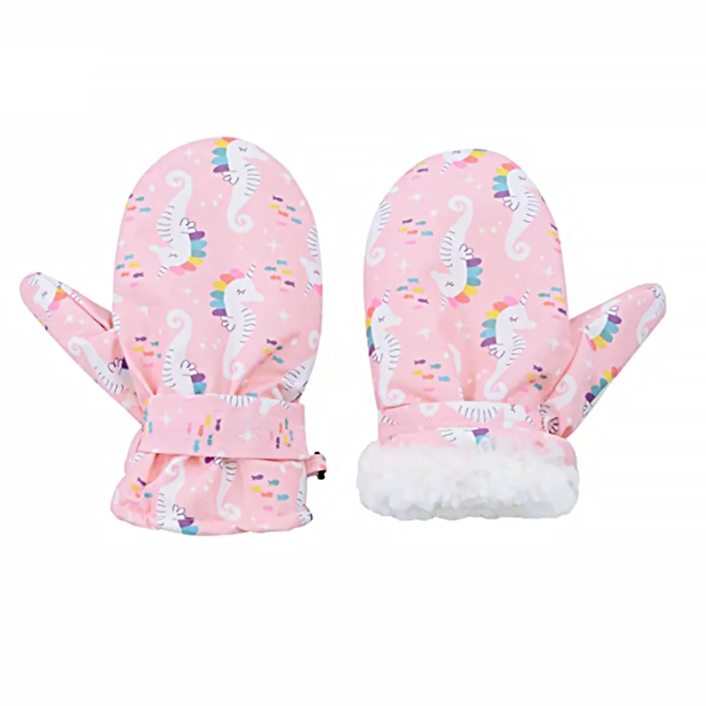 Toddler/kids Childlike Christmas fleece waterproof warm ski mittens Pink big image 1