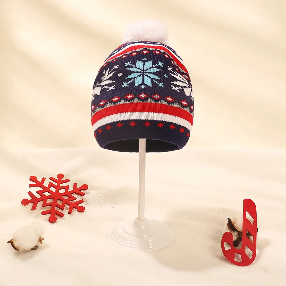 Baby/toddler Childlike Casual Christmas knitted hat Blue big image 1