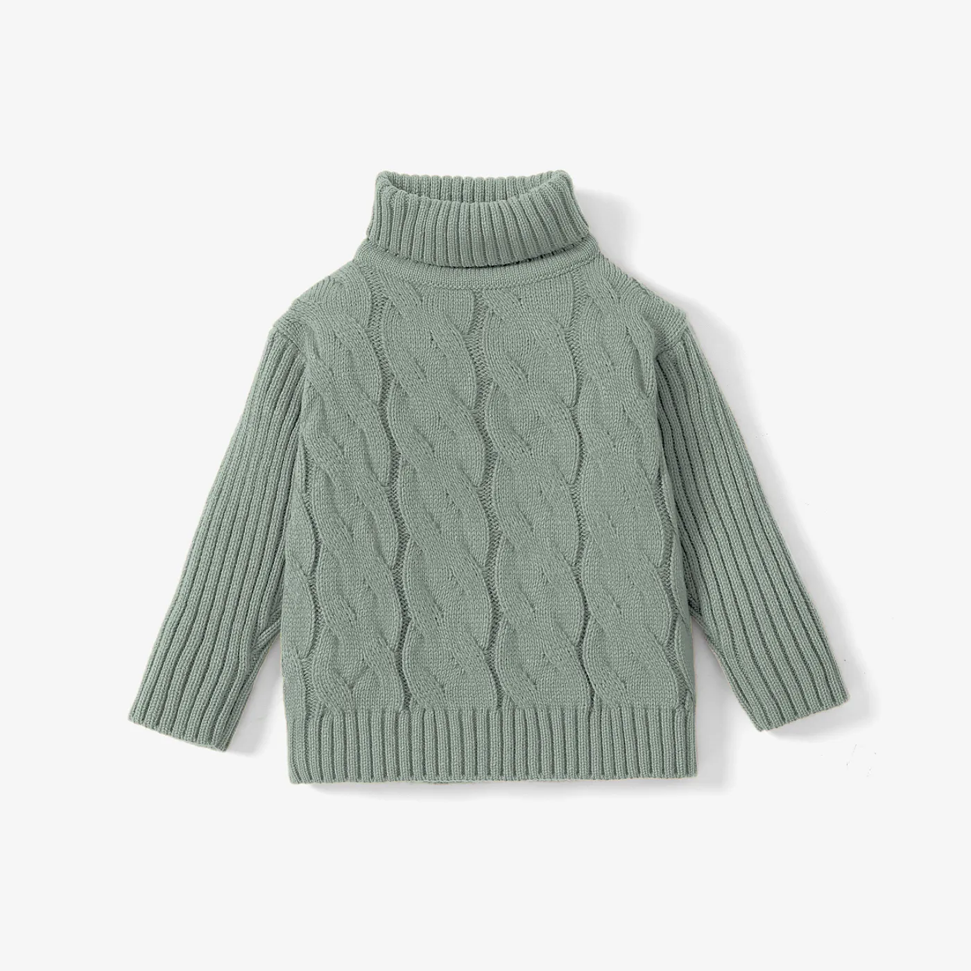 Toddler Girl/Boy Solid Cable Knit Turtleneck Sweater