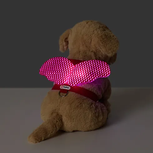 Go-Glow Illuminating Pet Harness Light Up Wings for Small Medium Pets Including Controller (Built-In Battery) Red big image 3