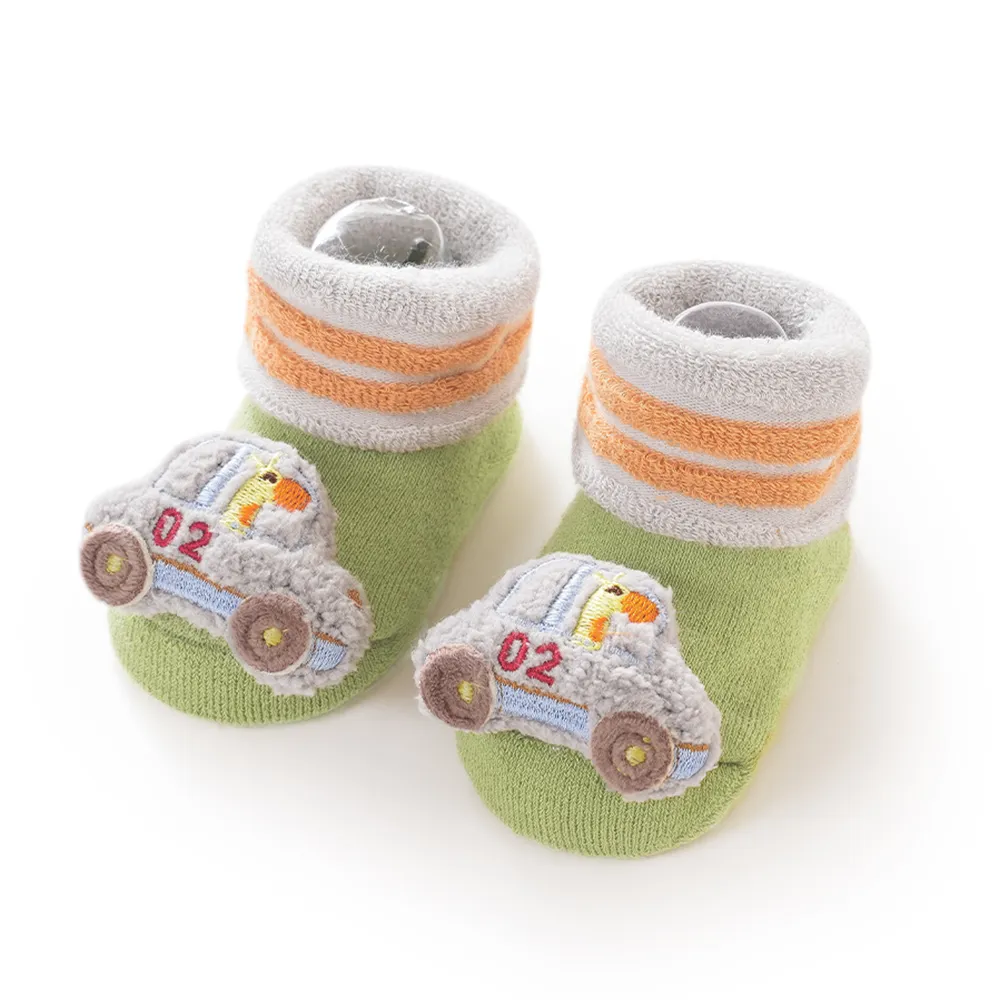 Baby‘s ’Cute car doll dotted terry floor socks Green
