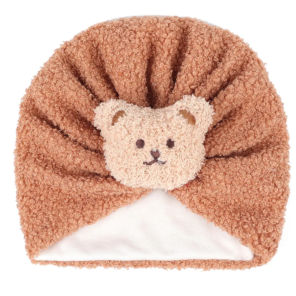 Baby's teddy fleece warm fetal cap Coffee