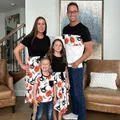 Halloween Family Matching Pumpkin Print Dresses and Short Sleeve Colorblock Tops Sets  image 3