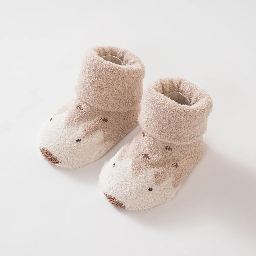 Baby Childlike Soft Coral Fleece Dotted Thermal Socks,Cute Shape Of Cartoon Hedgehog Group