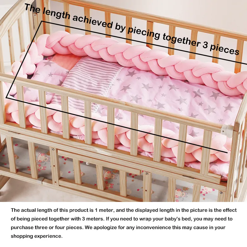 Baby Bed Bumper with Anti-Collision Design Pink image 3
