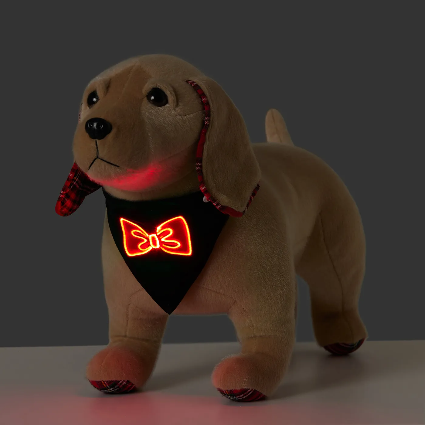 Go-Glow Light Up Pet Bandana mit Color-Block-Streifen für kleine, mittelgroße Haustiere inklusive Controller (eingebauter Akku)