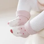 Baby Childlike Soft coral fleece dotted thermal socks,Cute shape of cartoon hedgehog group Pink image 2
