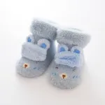 Baby's velvet warm cartoon doll dot socks Blue